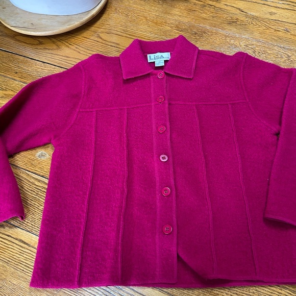 Lisa International boiled wool button front jacket. Size Large. - Picture 5 of 11